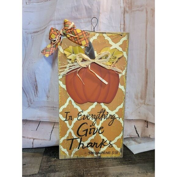 Pumpkin in everything give thanks Thanksgiving wall sign decor - Picture 1 of 4